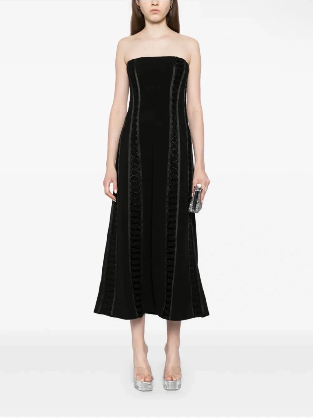 New With Tags SIMKHAI Dennison Dress Strapless Black Midi - Picture 3 of 12